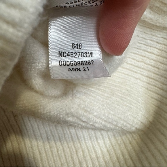 Nordstrom Collection Sweater M  Funnel Neck Wool Blend Ivory White - Picture 8 of 8